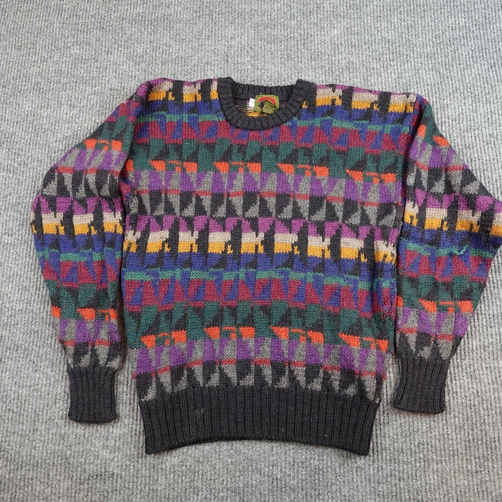 Boston Traders Sweater Mens Large Multicolor Wool Geometric Knit Pullover Heavy